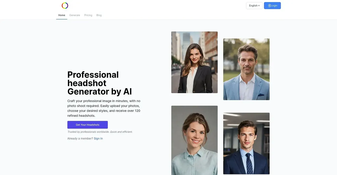 Screenshot of AI Headshots
