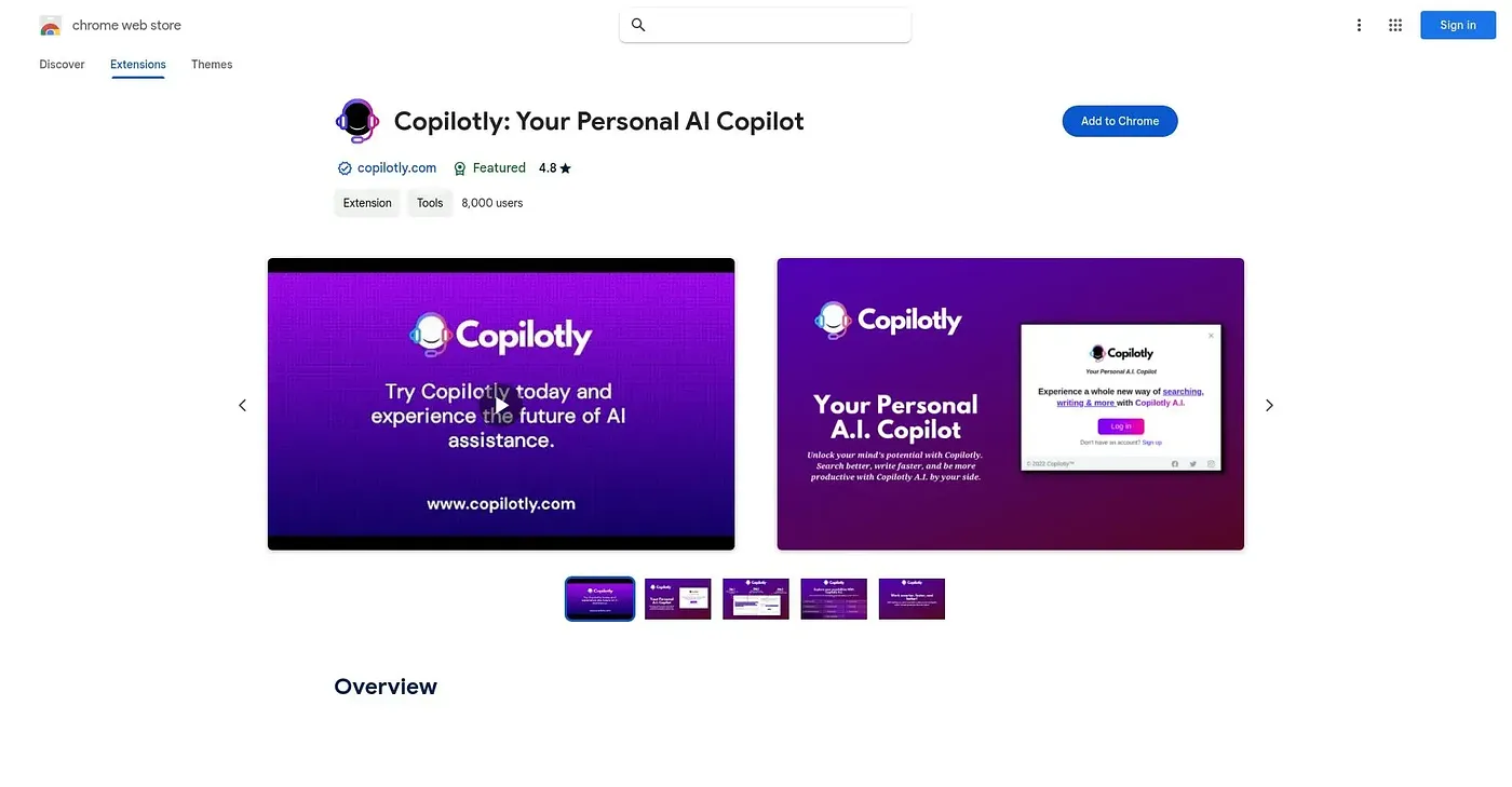 Screenshot of Copilotly AI Chrome Extension