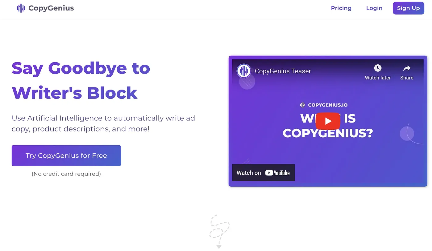 Screenshot of Copy Genius