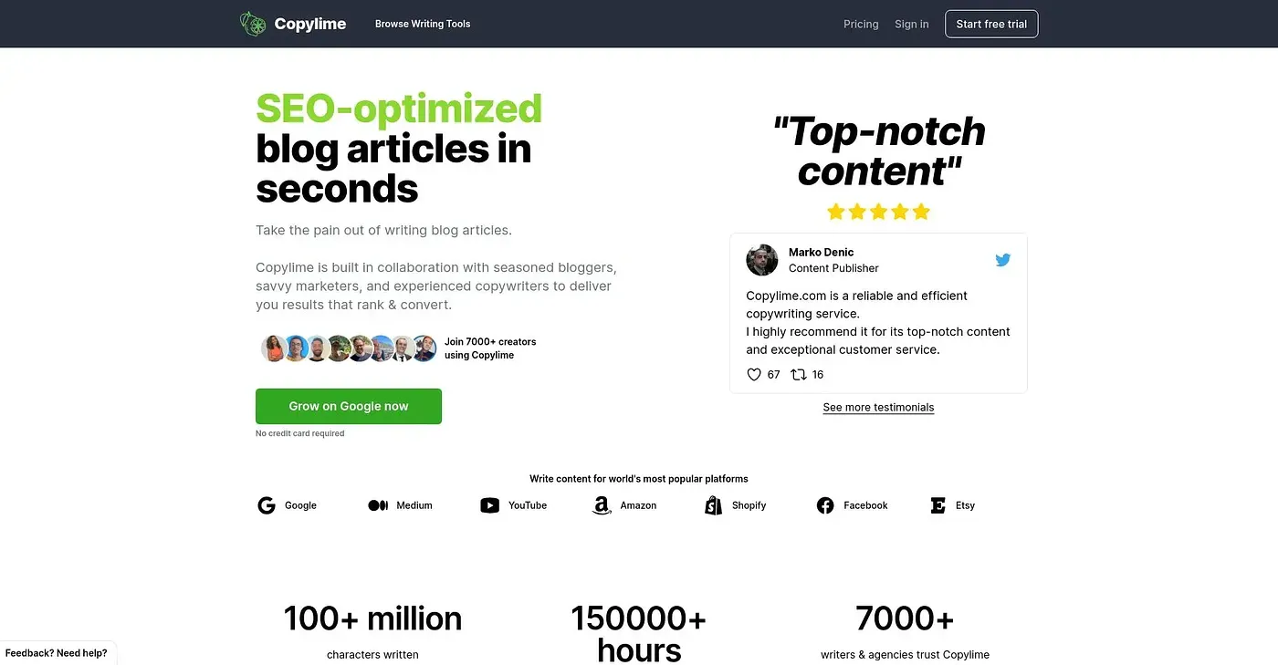 Screenshot of Copy Lime