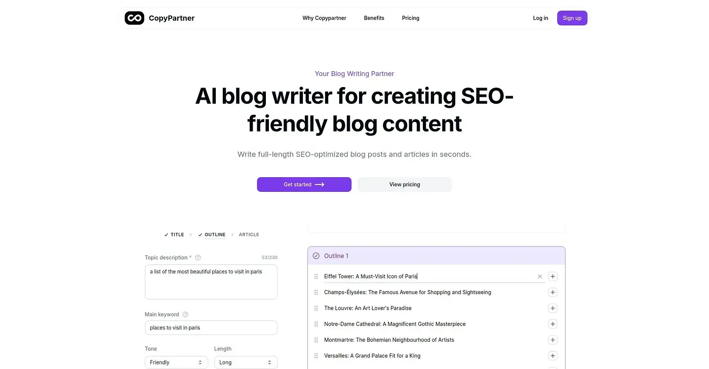Screenshot of Copy Partner AI