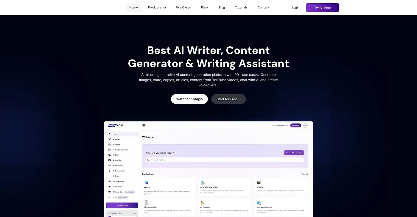 Screenshot of Copy Sense AI