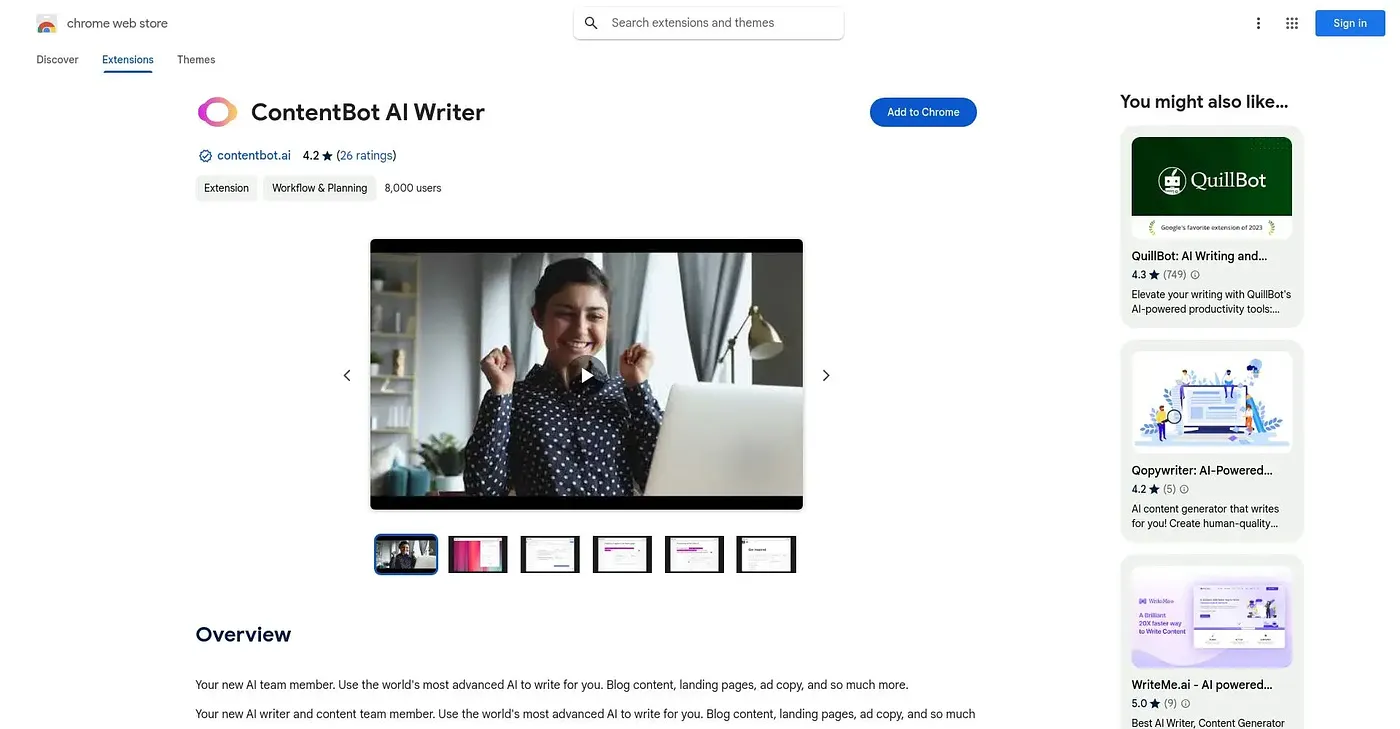 Screenshot of ContentBot AI Writer