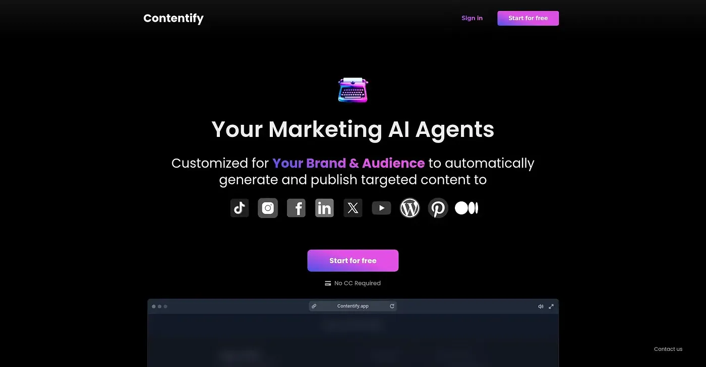 Screenshot of Contentify