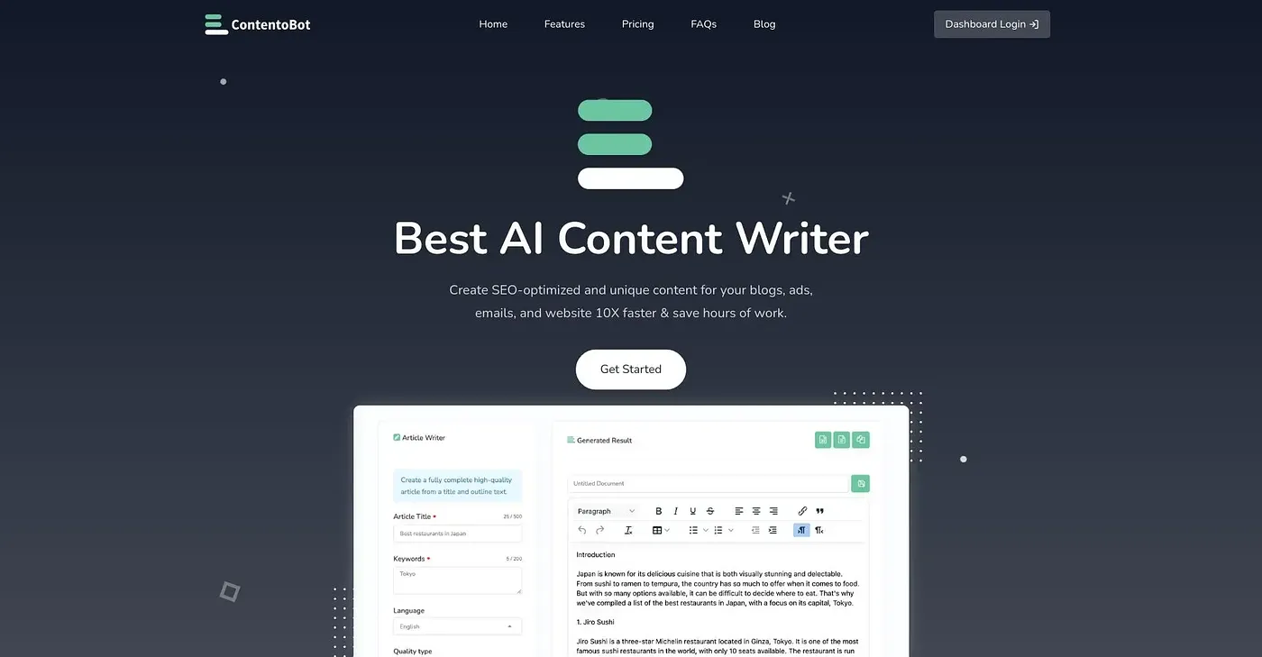 Screenshot of Contentobot