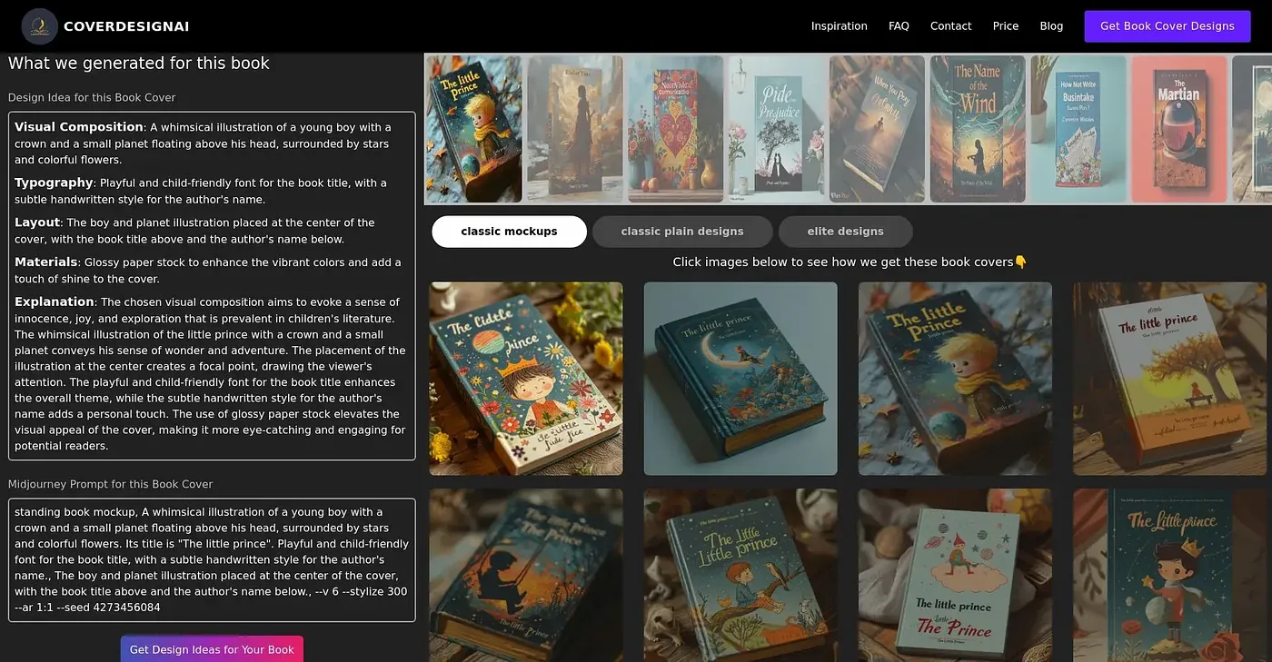 Screenshot of Cover Design AI