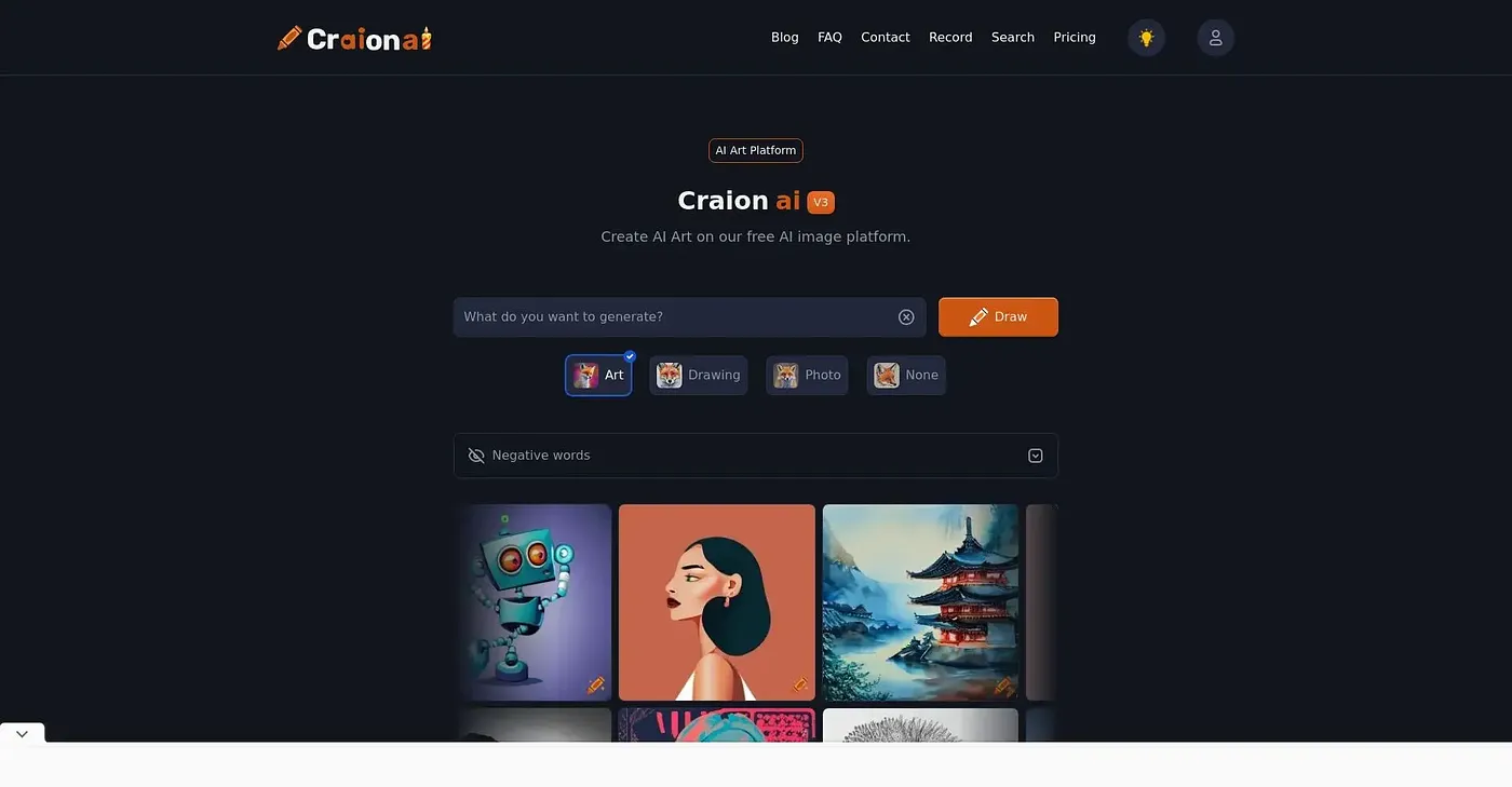 Screenshot of Craiyon AI