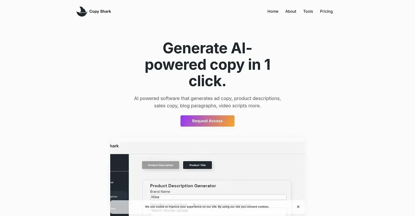 Screenshot of Copy Shark AI