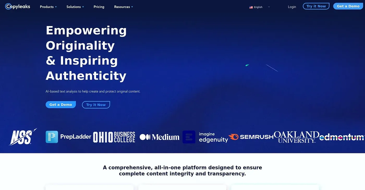 Screenshot of Copyleaks