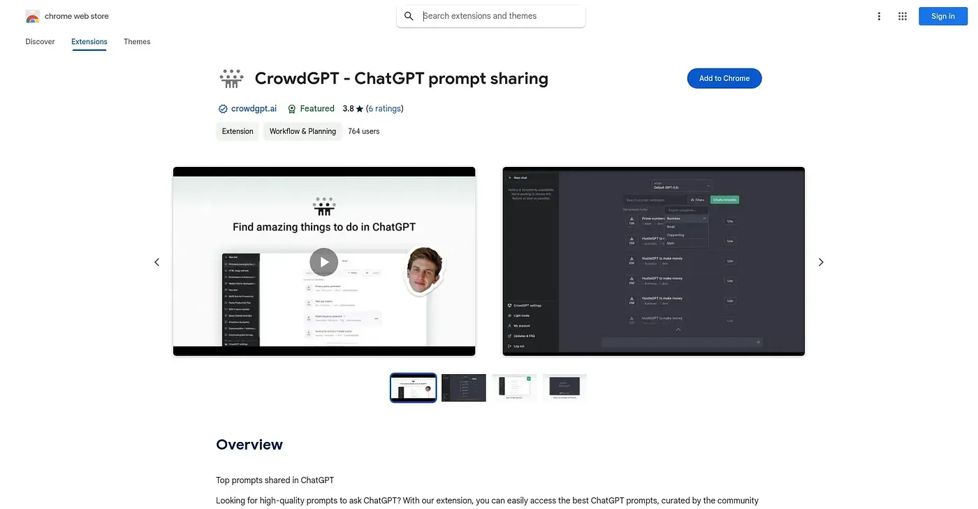 Screenshot of CrowdGPT Chrome Extension