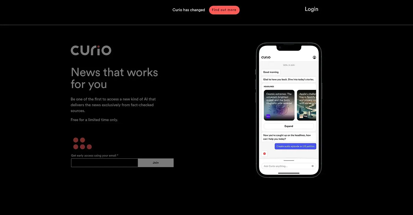 Screenshot of Curio