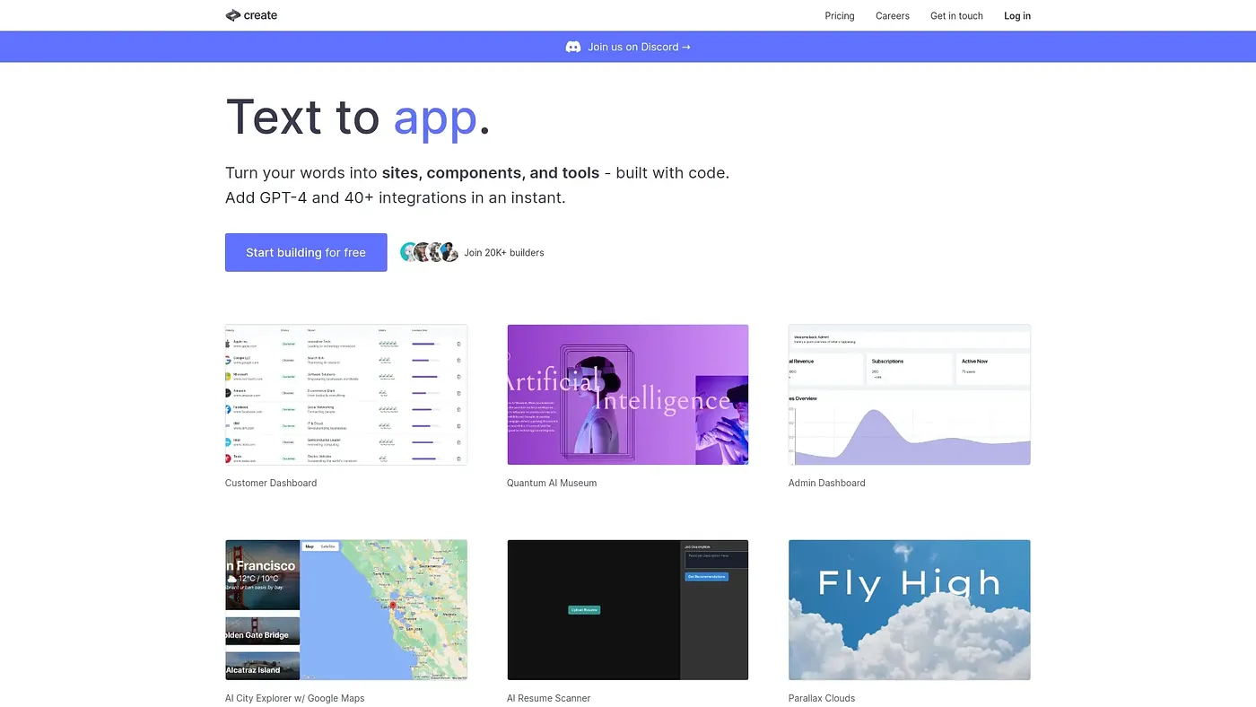 Screenshot of Create