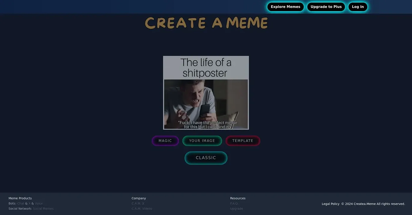 Screenshot of Create A Meme