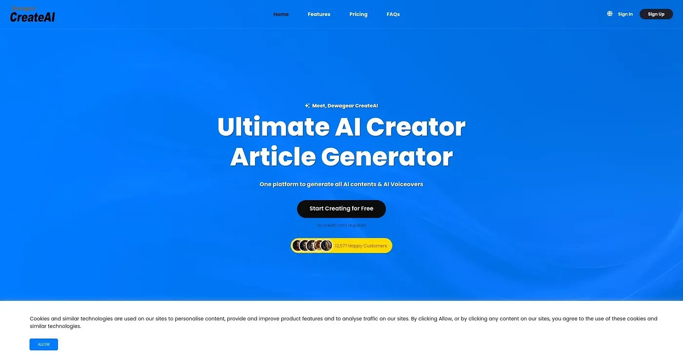 Screenshot of Create AI