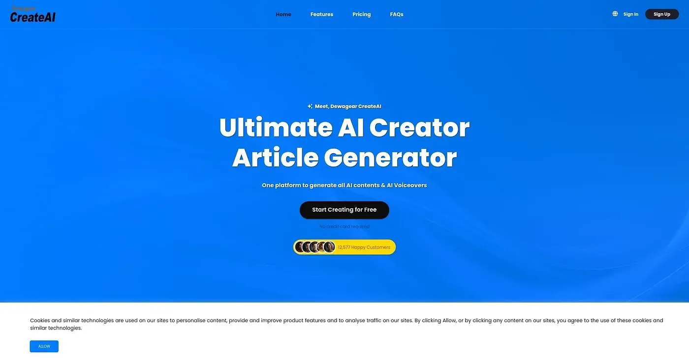 Screenshot of CreateAI