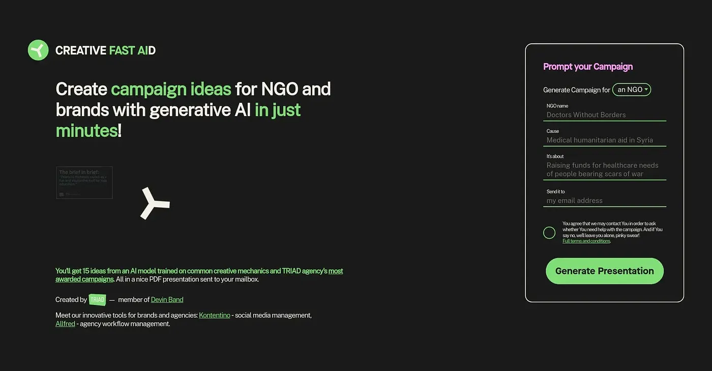 Screenshot of Creative Fast Aid