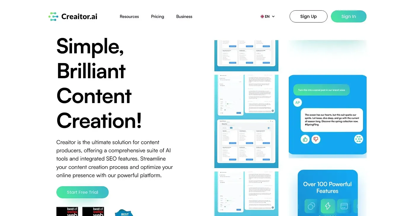 Screenshot of Creator AI