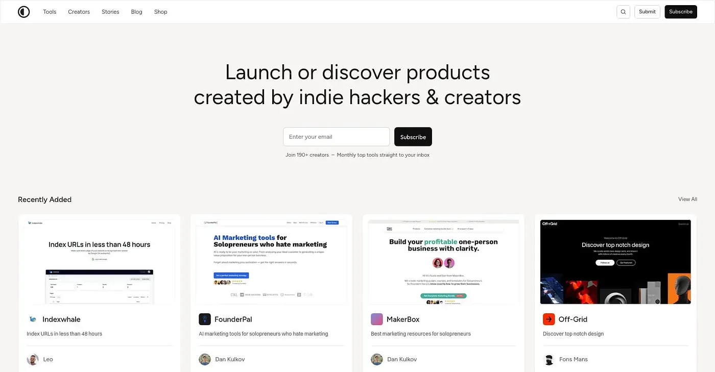 Screenshot of Creator Supply