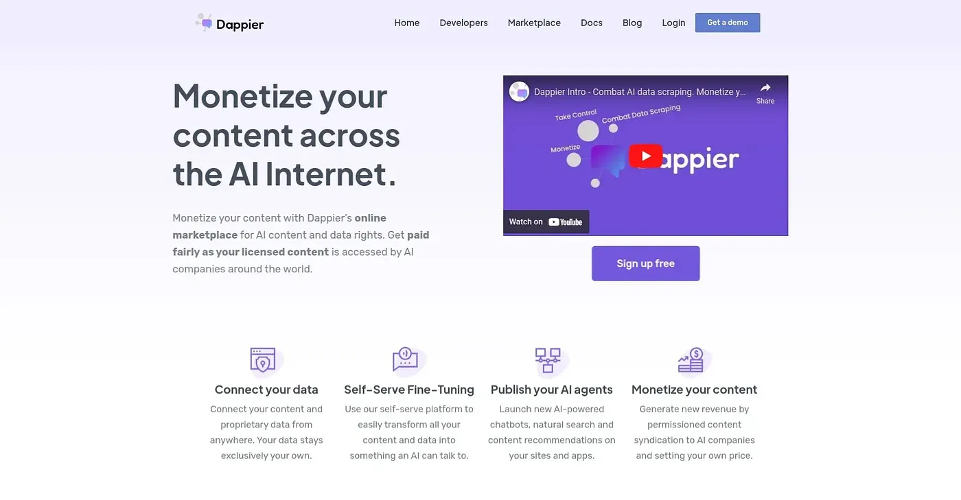 Screenshot of Dappier