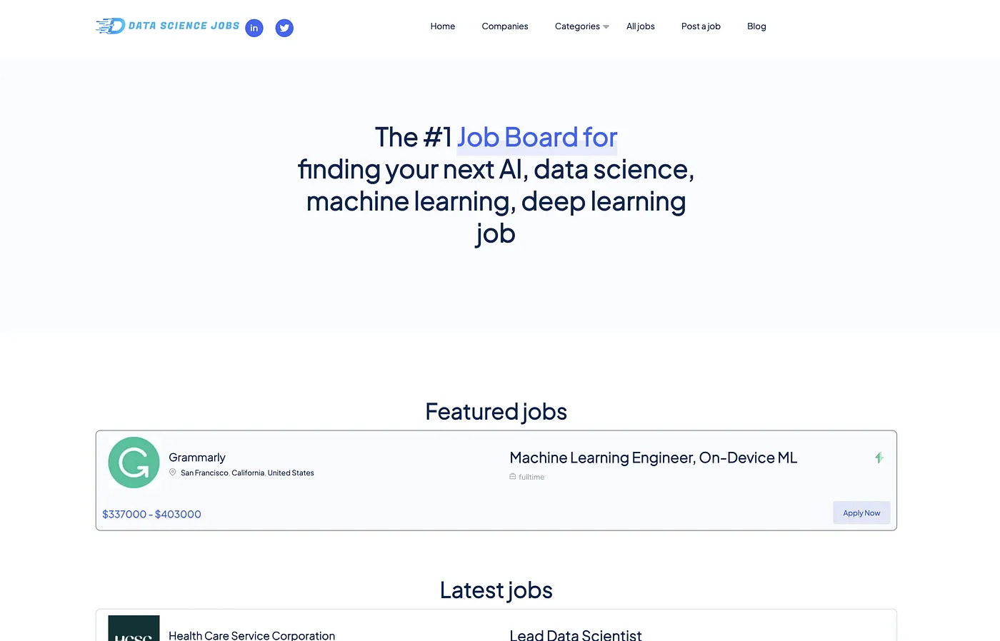Screenshot of Data Science Jobs
