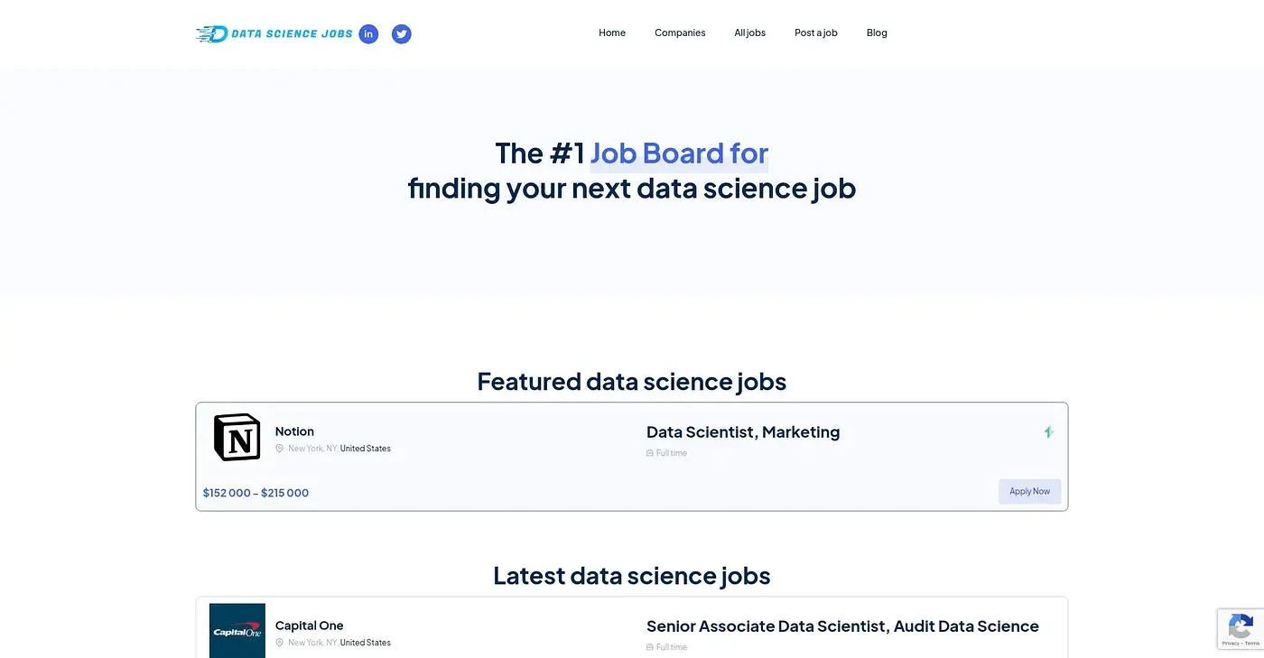 Screenshot of DataScienceJobs
