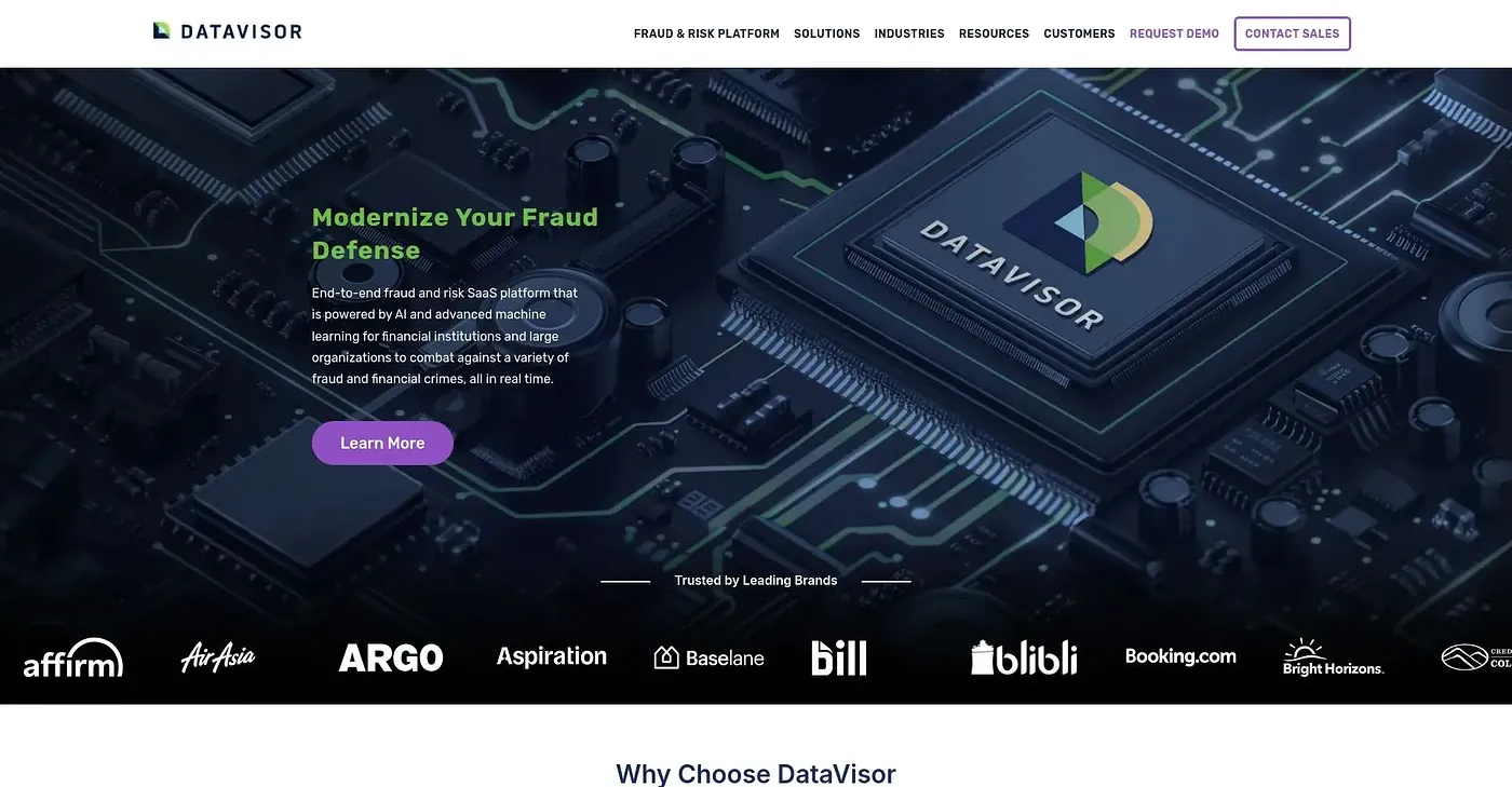 Screenshot of DataVisor