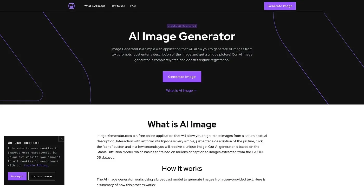 Screenshot of AI Image Generator