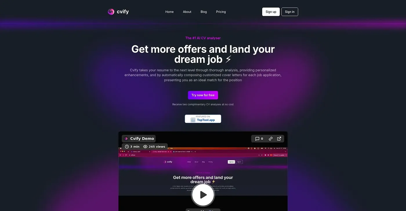 Screenshot of Cvify