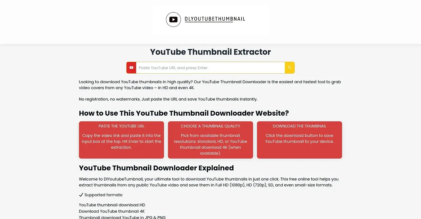 Screenshot of DL YouTube Thumbnail Downloader