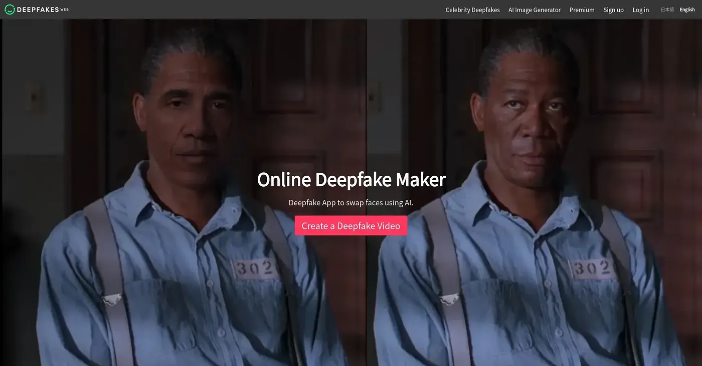 Screenshot of Deep Fakes Web