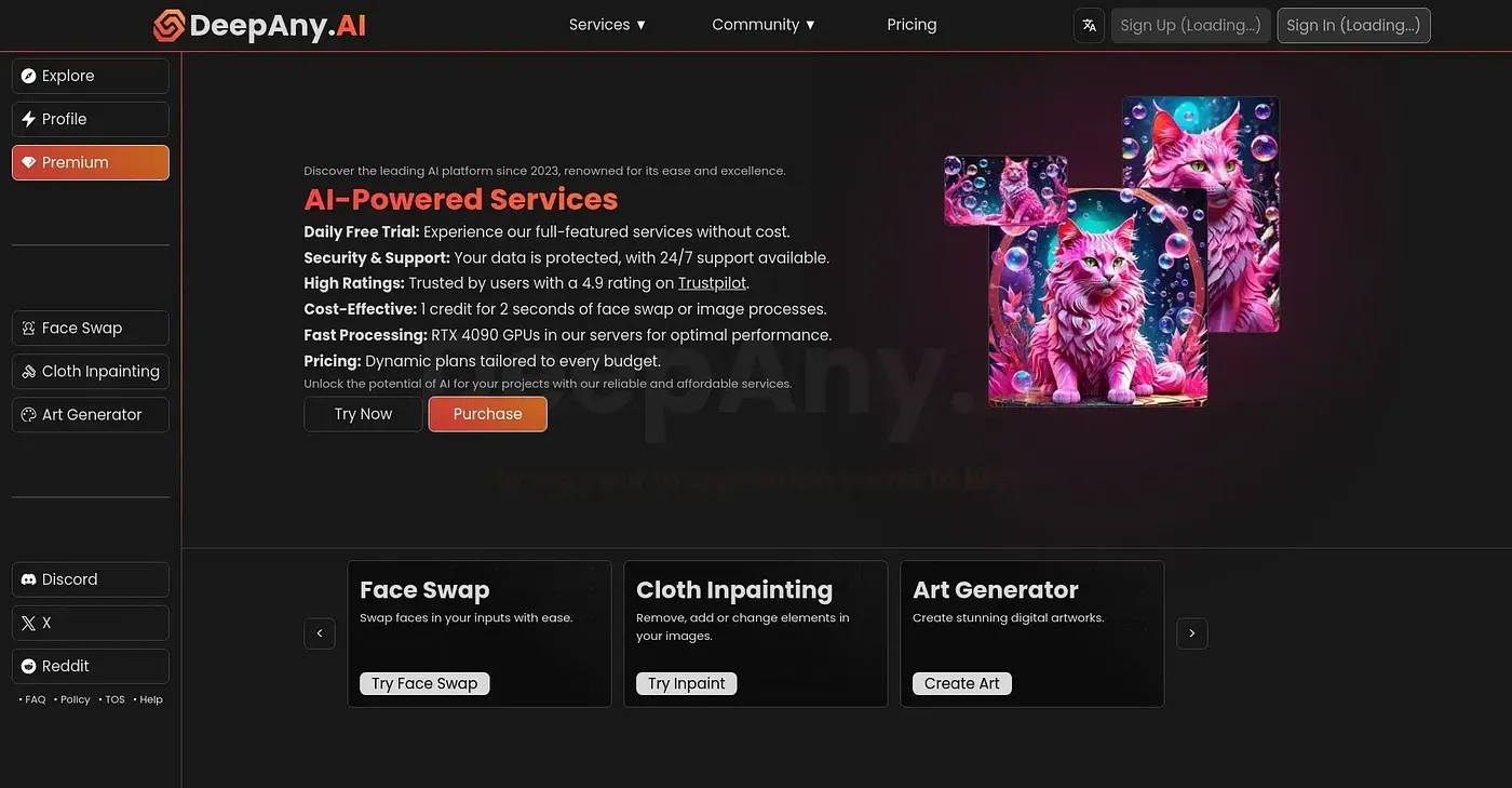 Screenshot of DeepAny AI