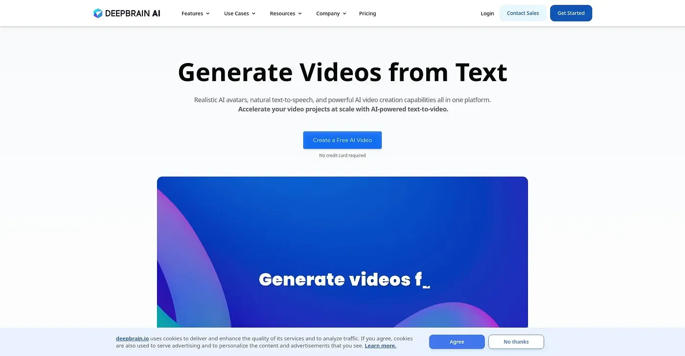 Screenshot of DeepBrain AI