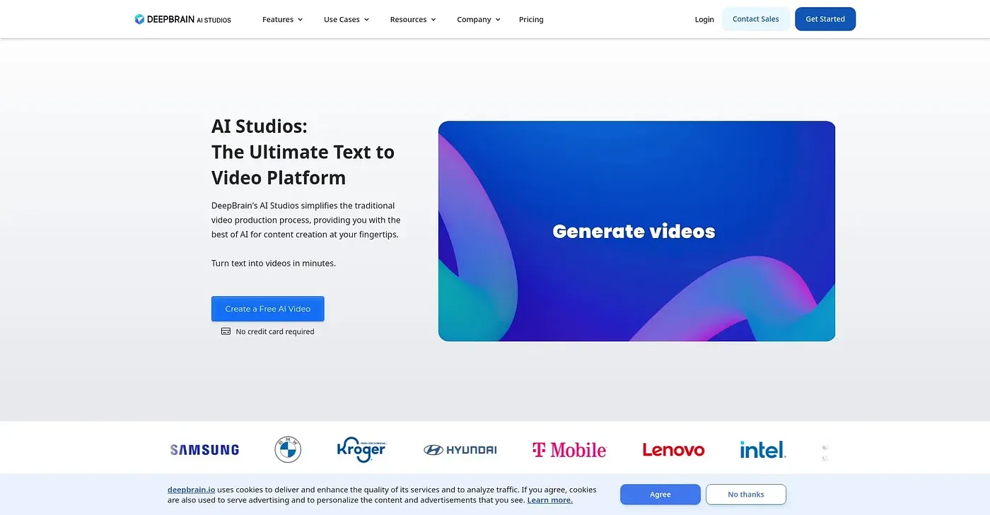 Screenshot of DeepBrain AI Studios