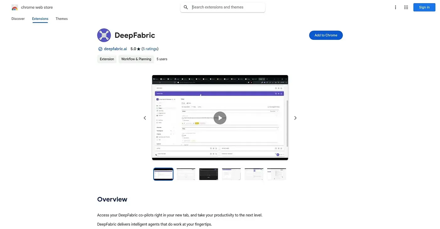 Screenshot of DeepFabric Chrome Extension