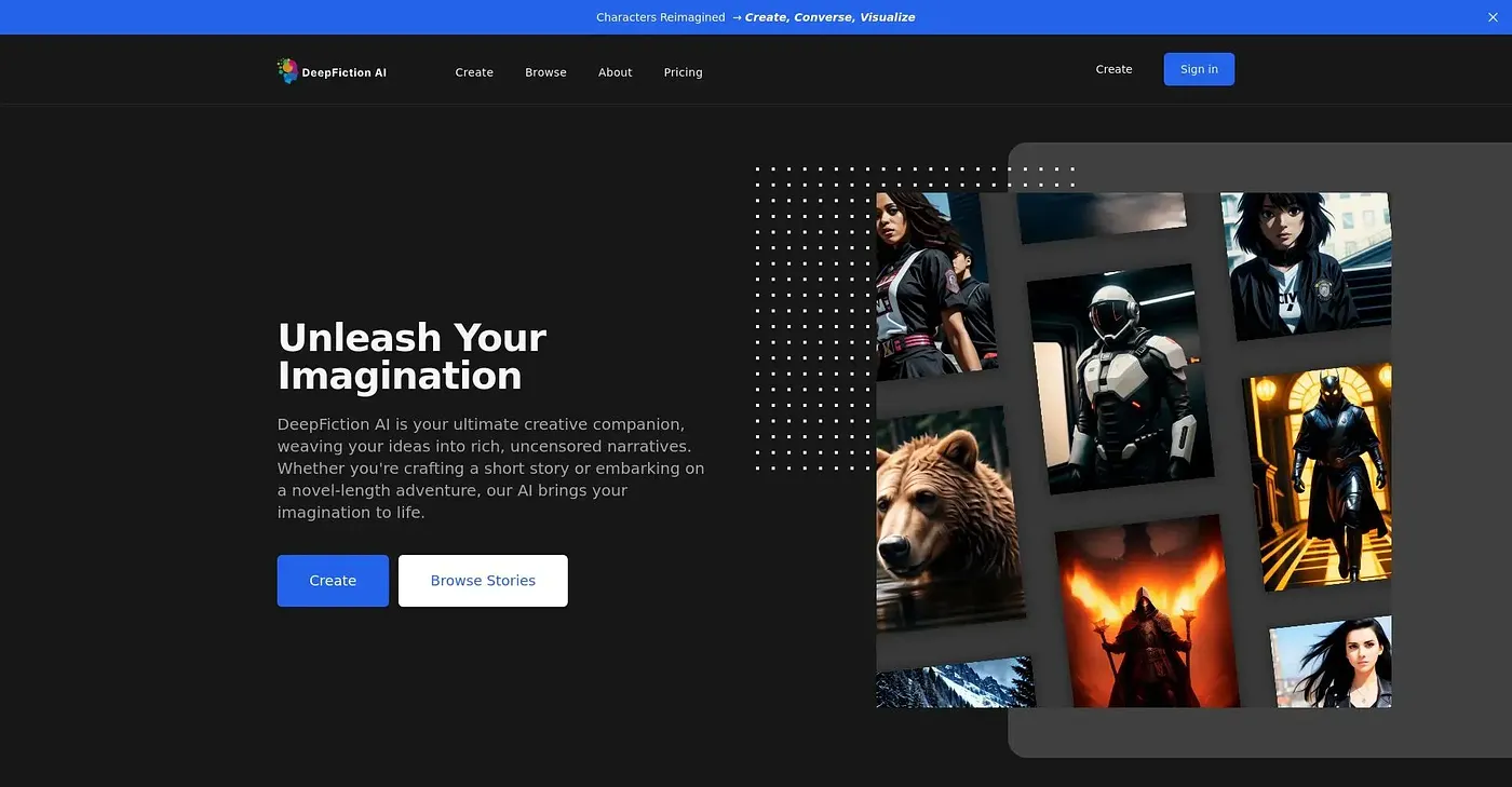 Screenshot of DeepFiction