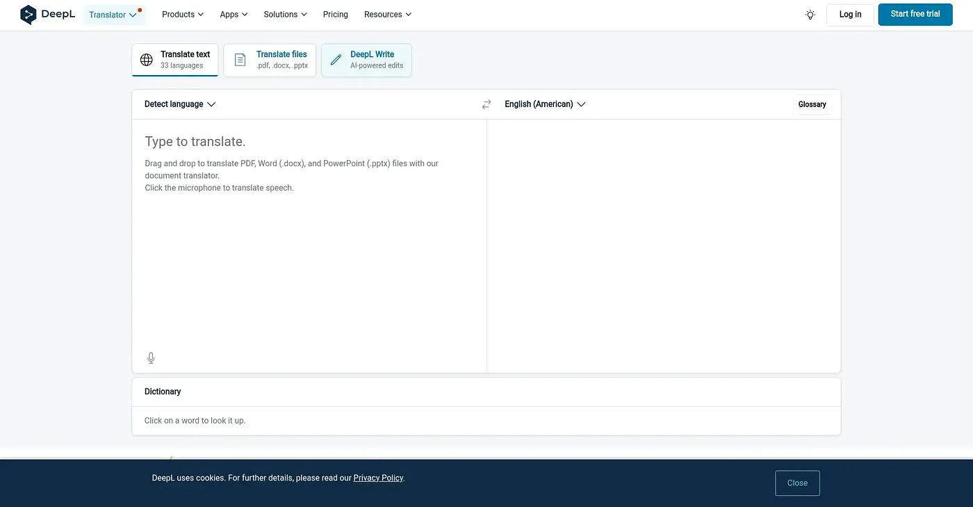 Screenshot of DeepL