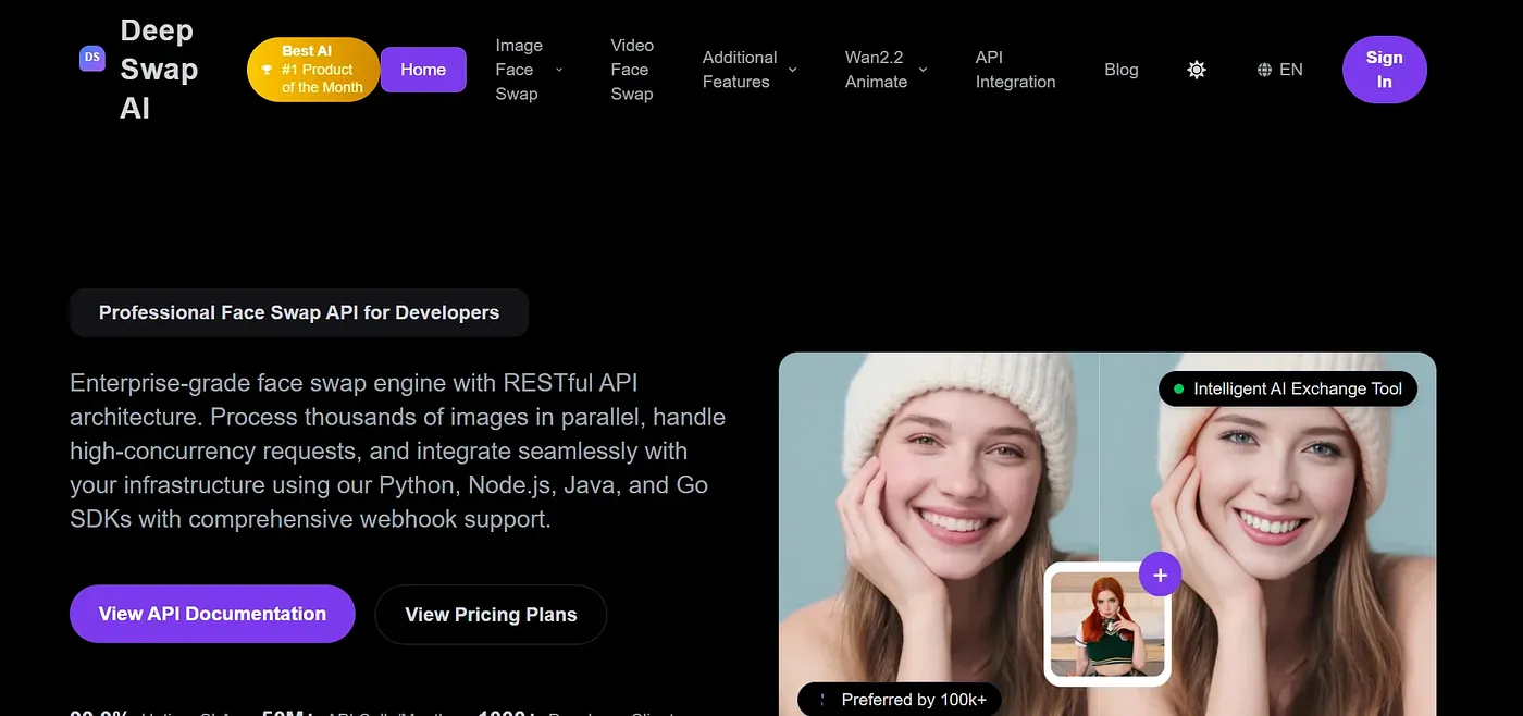 Screenshot of DeepSwap AI