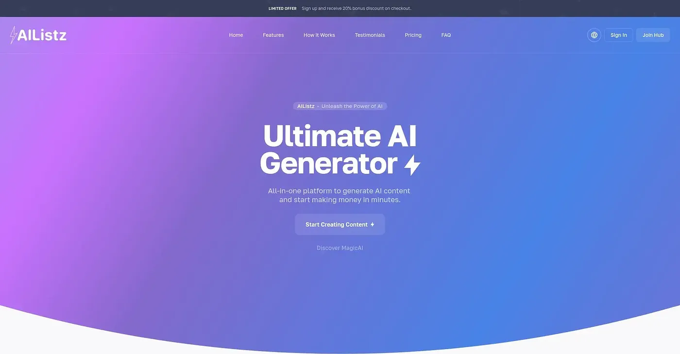 Screenshot of AI Listz