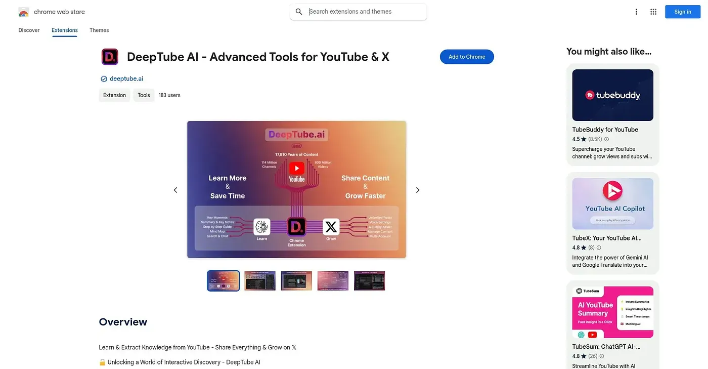 Screenshot of DeepTube AI