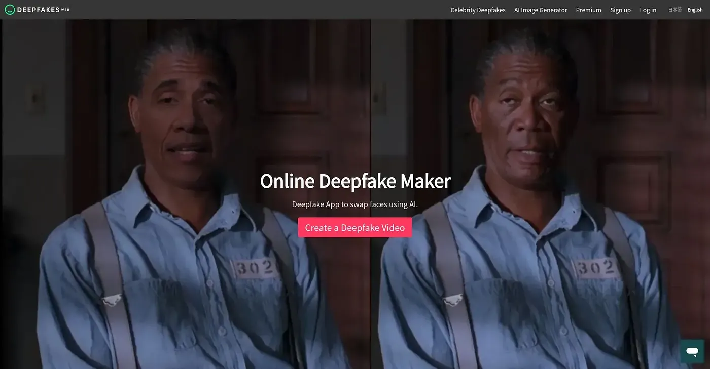Screenshot of Deepfakes Web