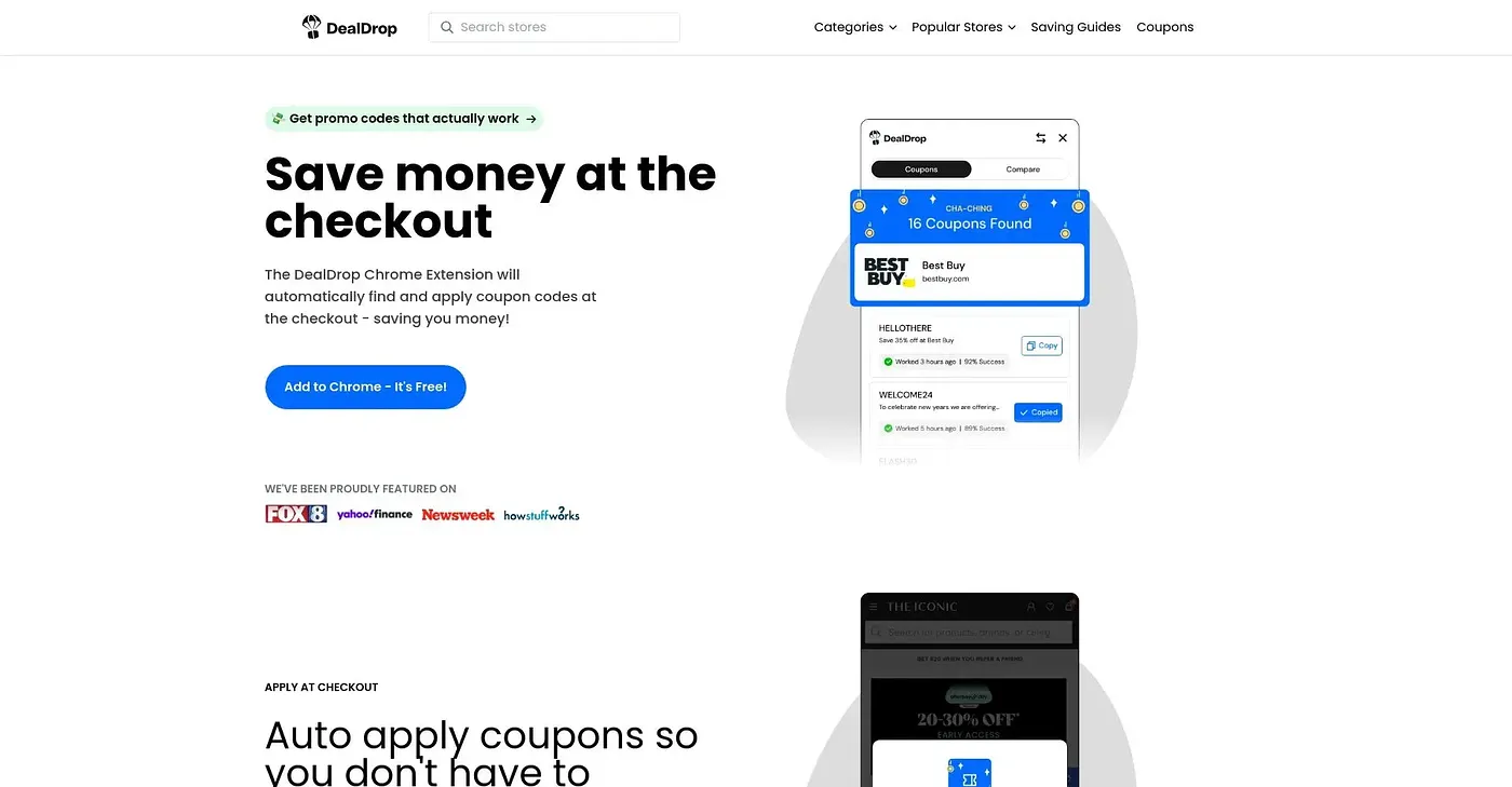 Screenshot of DealDrop Chrome Extension
