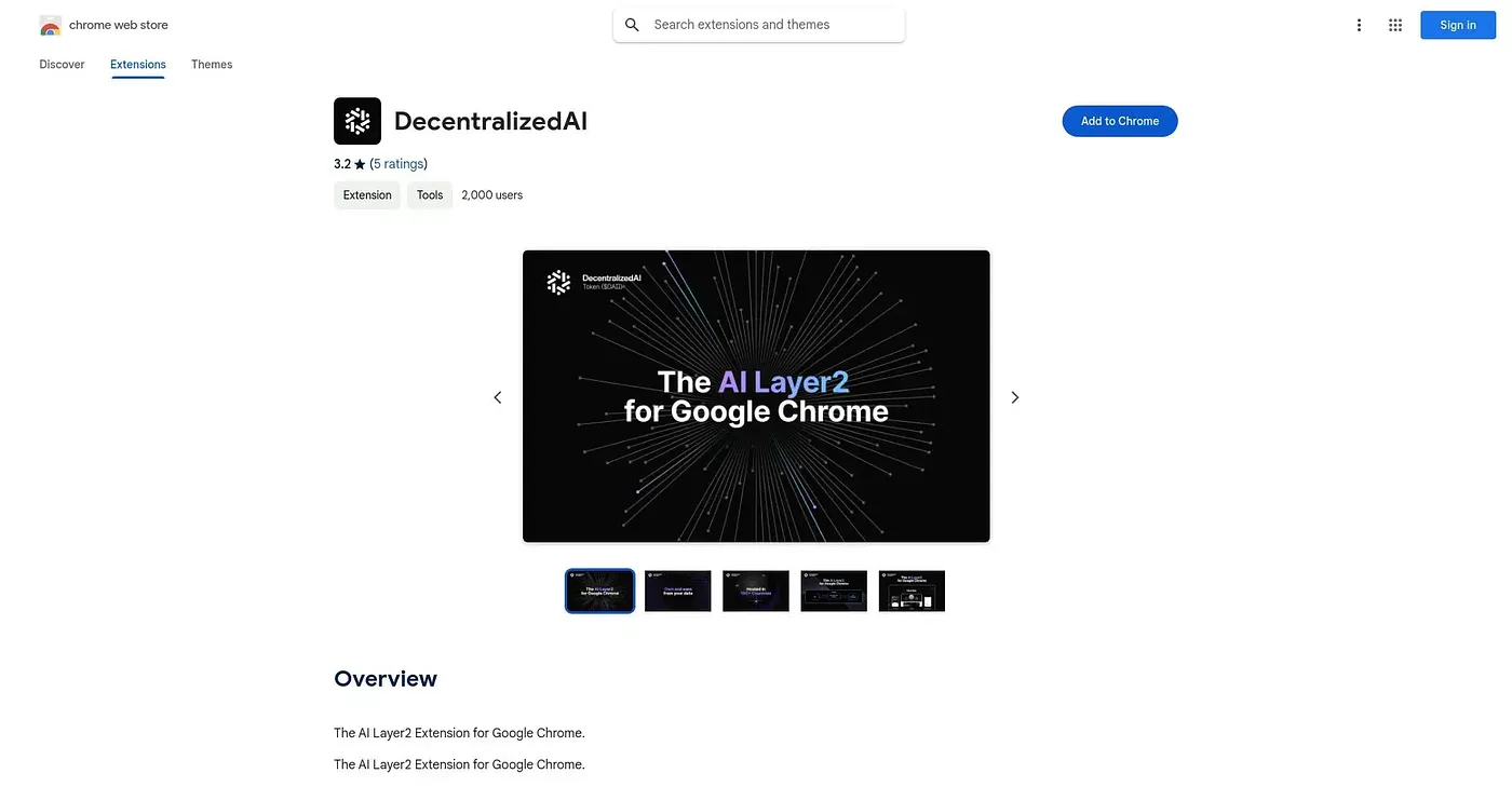 Screenshot of Decentralized AI Chrome Extension