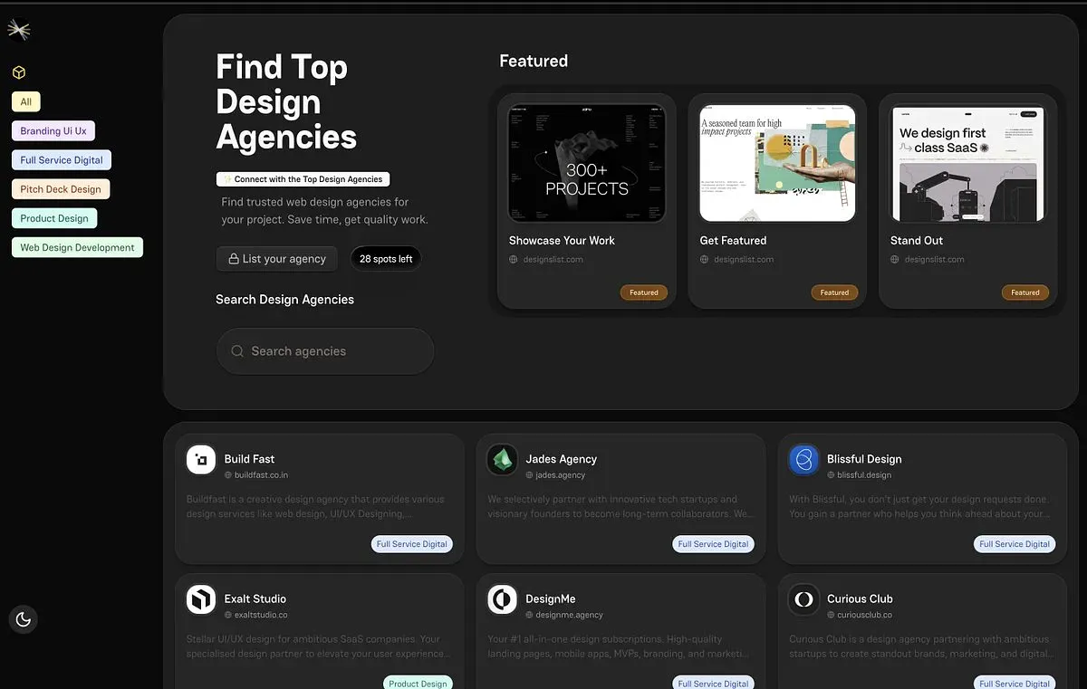 Screenshot of Designs List