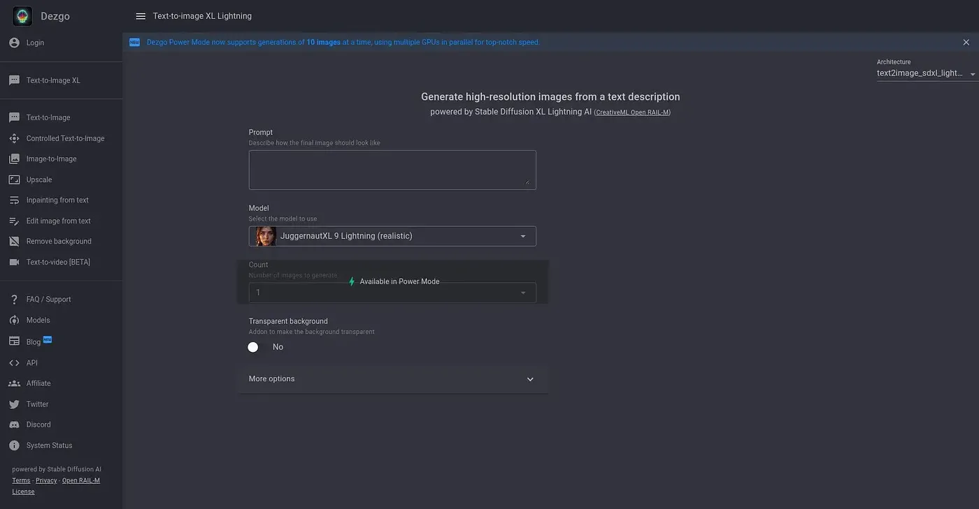 Screenshot of Dezgo