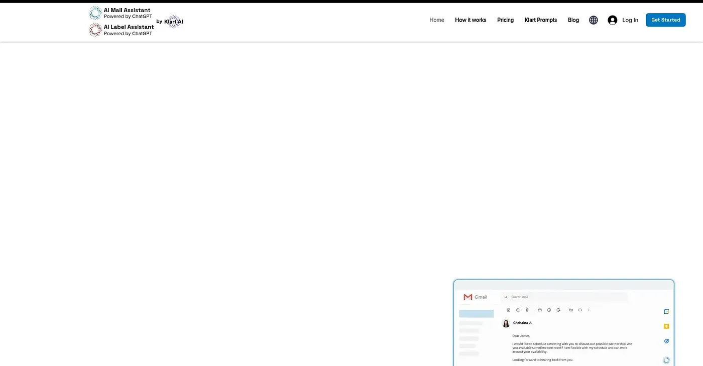 Screenshot of AI Mail Assistant