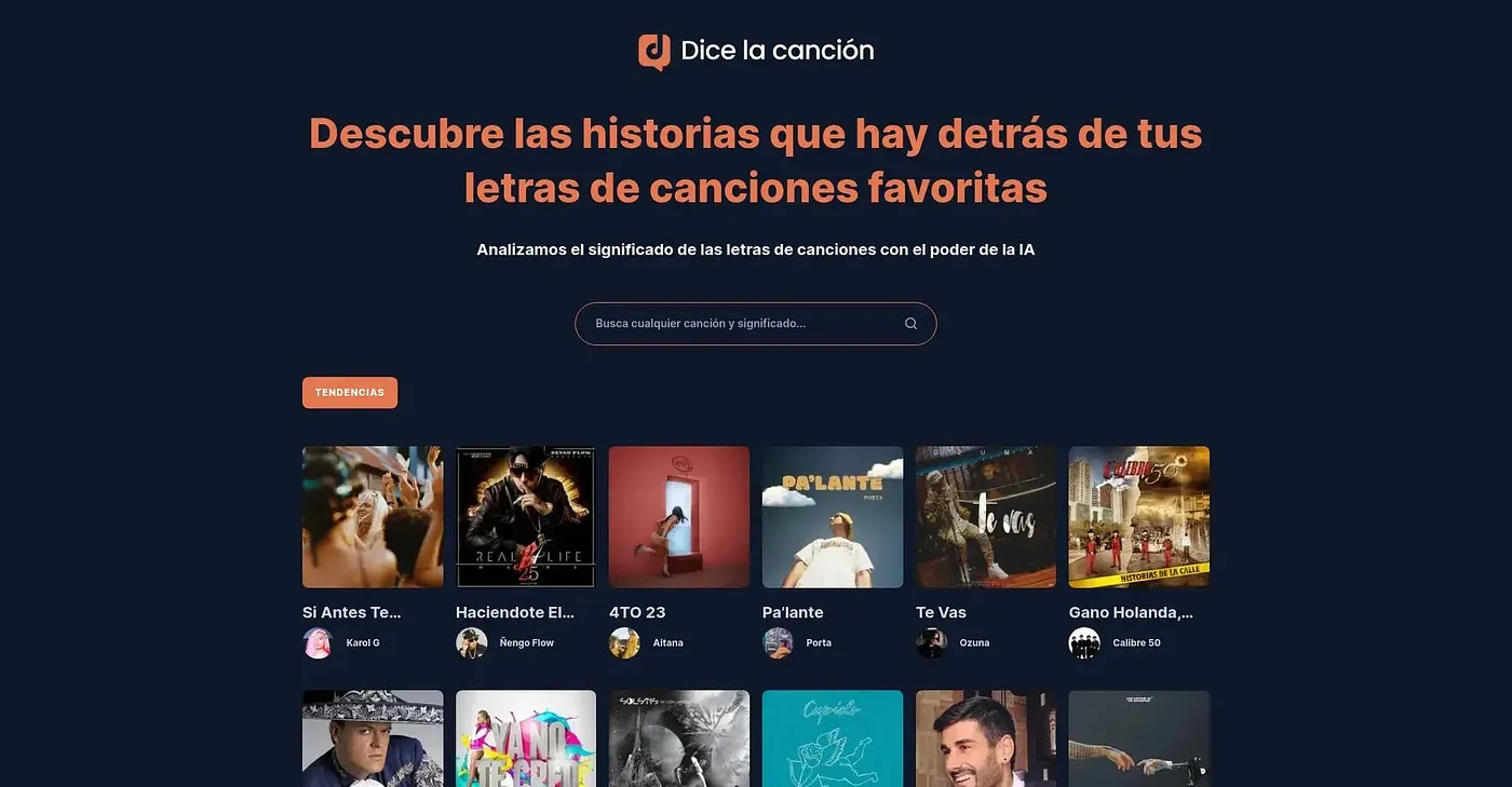 Screenshot of Dice La Canción