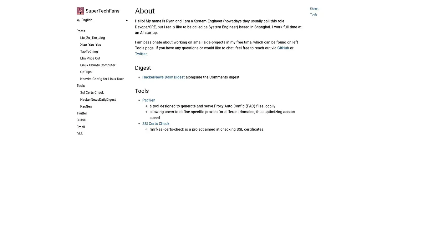 Screenshot of Digest Tools