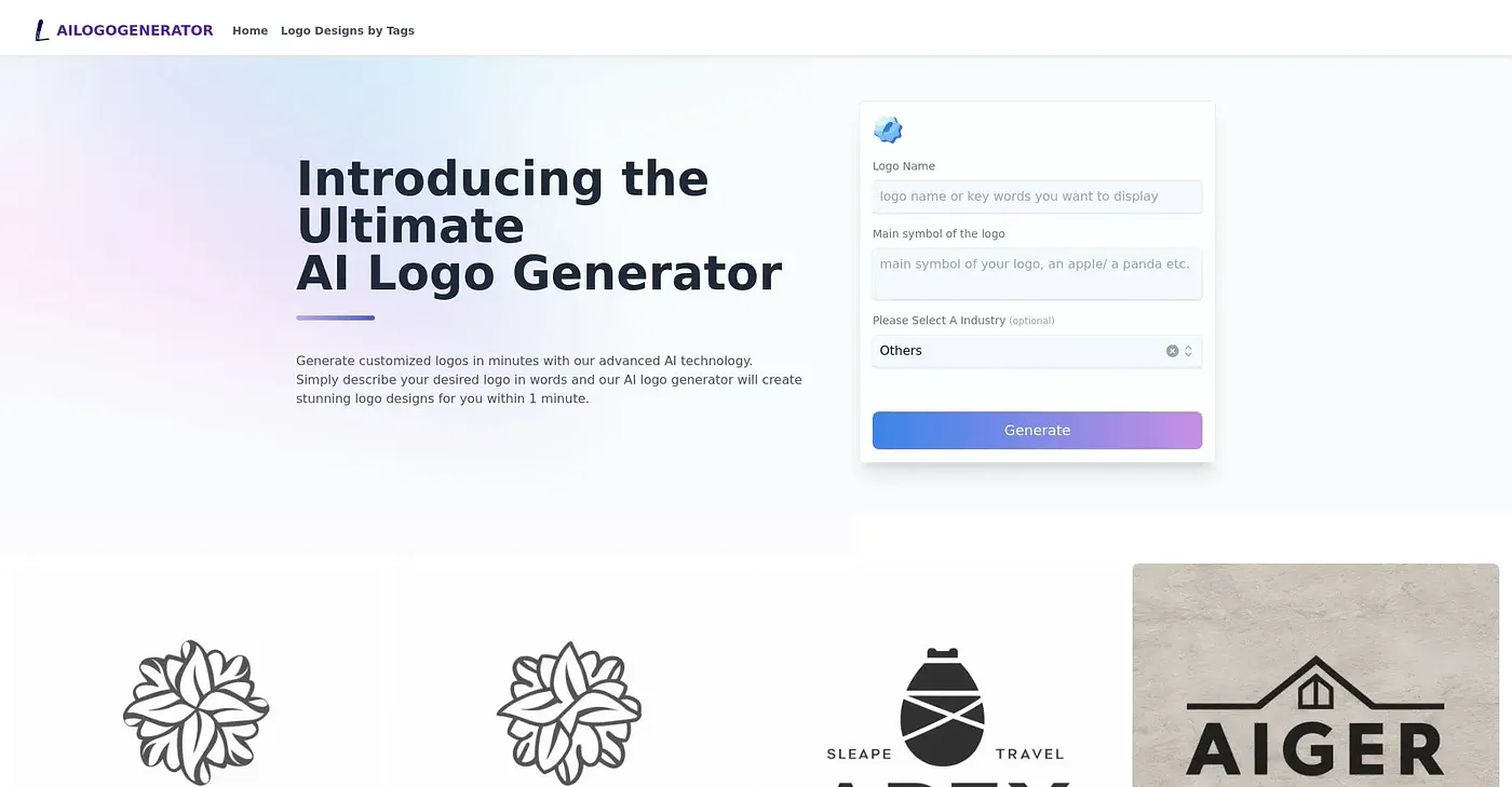 Screenshot of AI Logo Generator