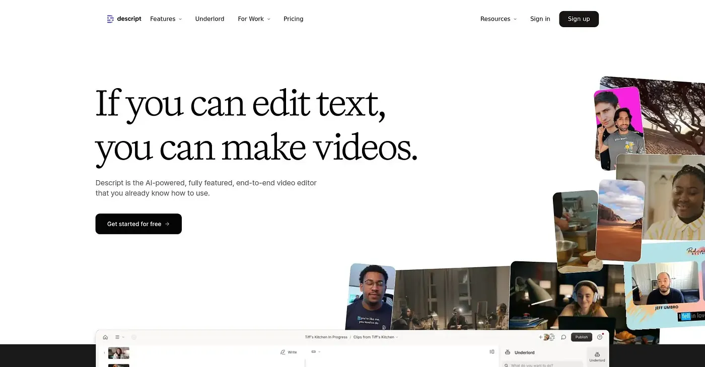 Screenshot of Descript