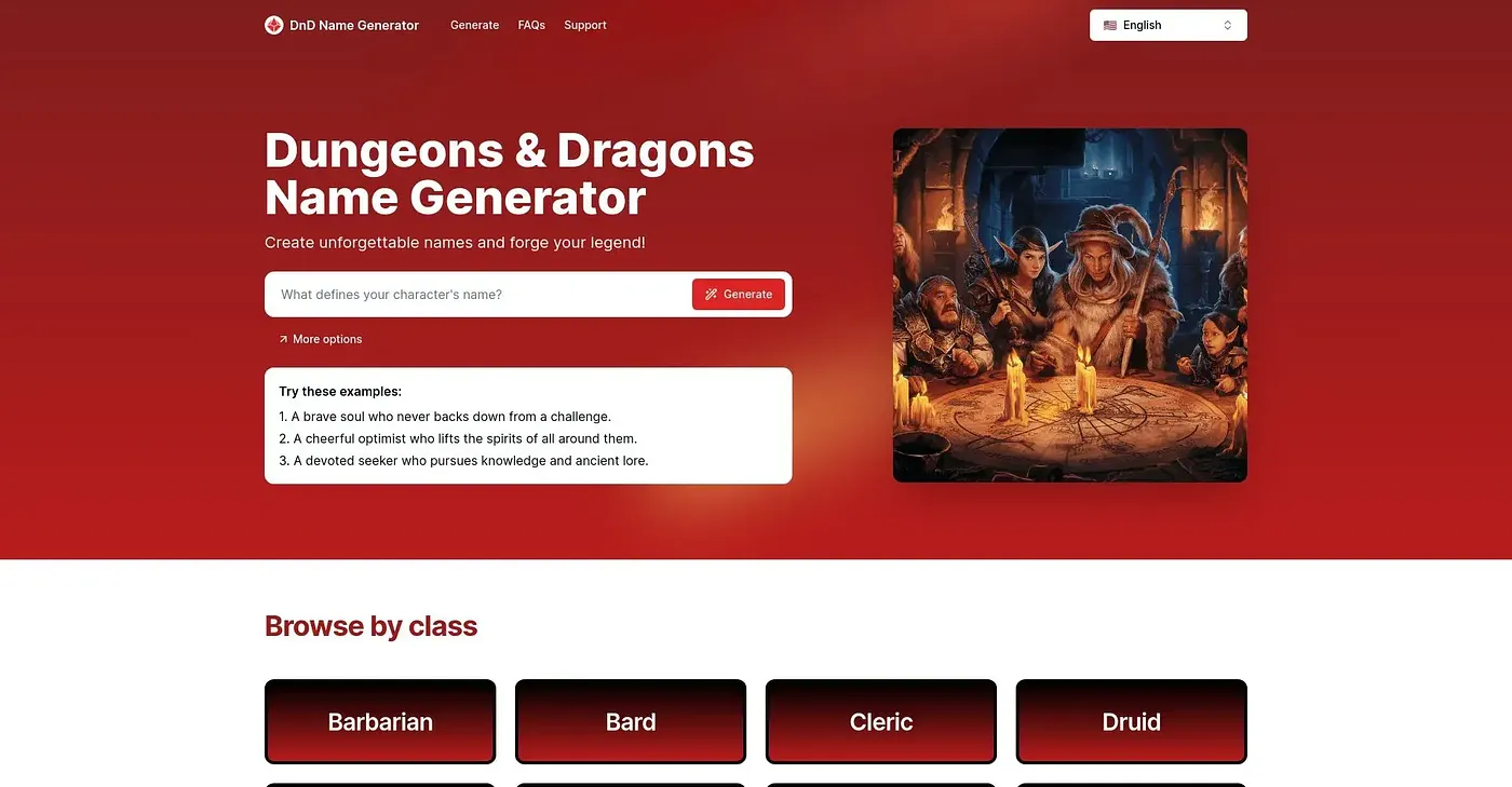 Screenshot of DndNameGenerator